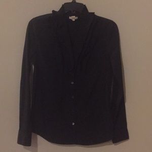 Black ruffled collar JCrew Black Blouse
